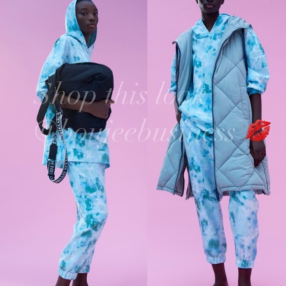 ZARA BNWT Oversized Tie Dye Long Sleeve Hooded Sweatsuit 2pc Coord Set - Picture 1 of 12